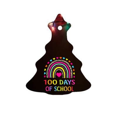 Cute 100 Days Of School Rainbow 100th Day Of School Ceramic Tree Ornament