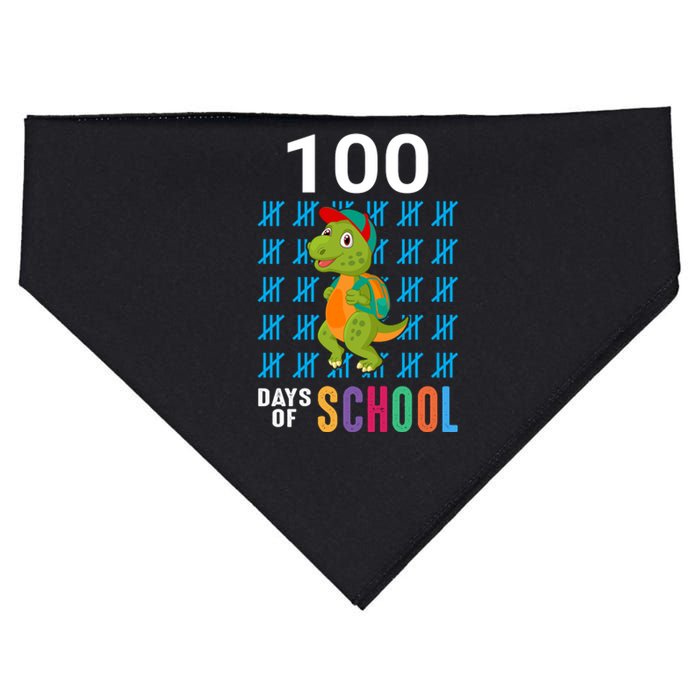 Cute 100th Day Of School Dino Happy 100 Days Dinosaur TRex USA-Made Doggie Bandana