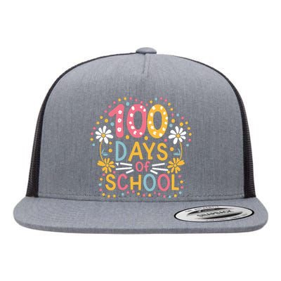 Cute 100th Day Student Boy Girl 100 Days Of School Flat Bill Trucker Hat