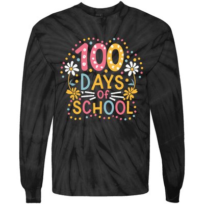 Cute 100th Day Student Boy Girl 100 Days Of School Tie-Dye Long Sleeve Shirt