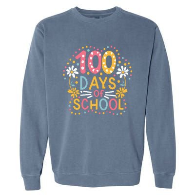 Cute 100th Day Student Boy Girl 100 Days Of School Garment-Dyed Sweatshirt