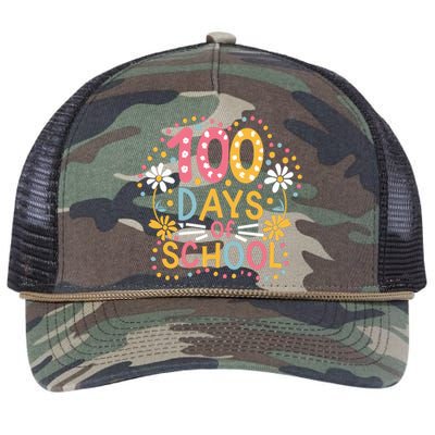 Cute 100th Day Student Boy Girl 100 Days Of School Retro Rope Trucker Hat Cap