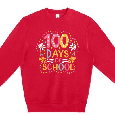 Cute 100th Day Student Boy Girl 100 Days Of School Premium Crewneck Sweatshirt