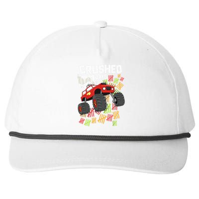 Crushed 100 Days Of School Boy Monster Truck 100th Snapback Five-Panel Rope Hat