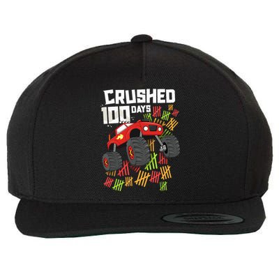 Crushed 100 Days Of School Boy Monster Truck 100th Wool Snapback Cap