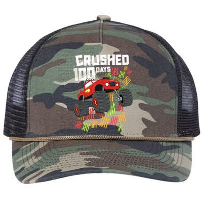 Crushed 100 Days Of School Boy Monster Truck 100th Retro Rope Trucker Hat Cap