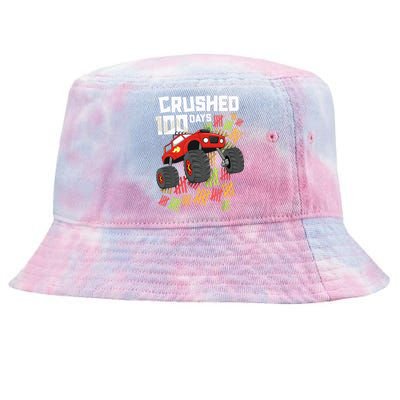 Crushed 100 Days Of School Boy Monster Truck 100th Tie-Dyed Bucket Hat