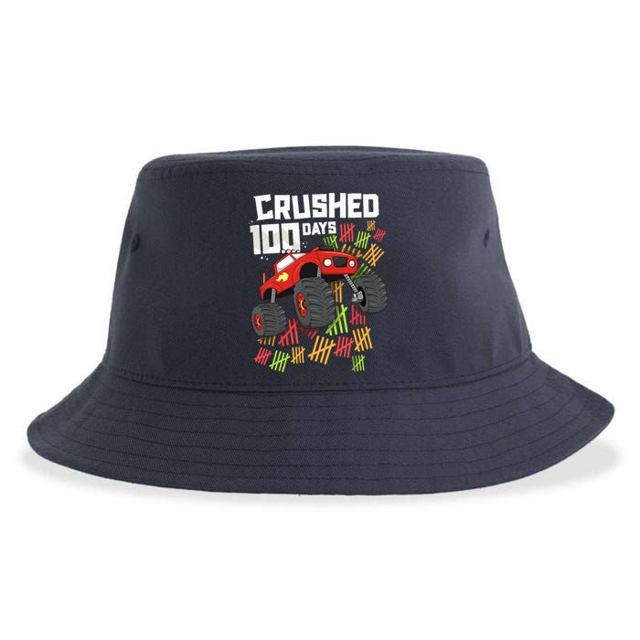 Crushed 100 Days Of School Boy Monster Truck 100th Sustainable Bucket Hat