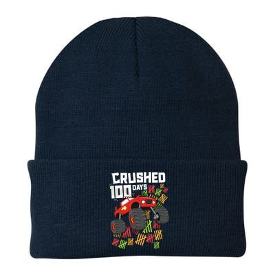 Crushed 100 Days Of School Boy Monster Truck 100th Knit Cap Winter Beanie