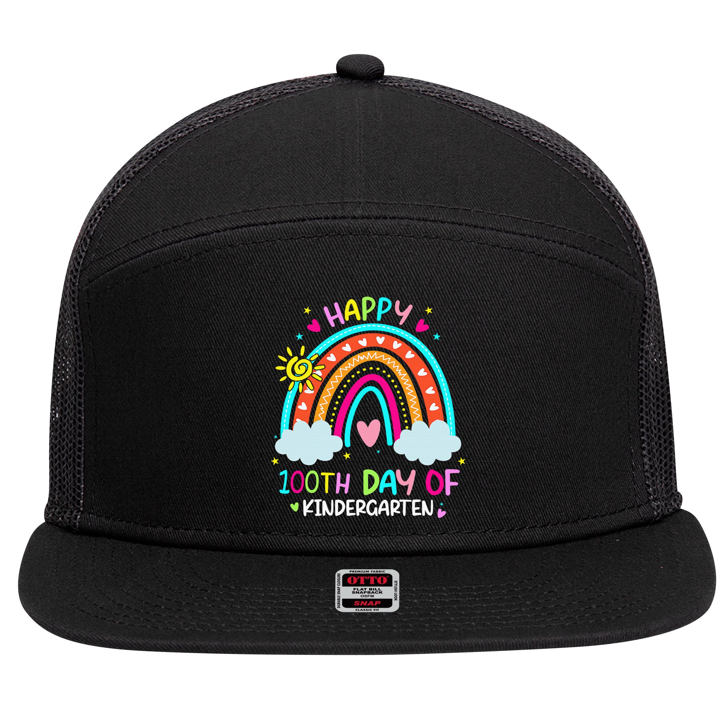 Cute 100th Day Of Kindergarten 100 Days Smarter 7 Panel Mesh Trucker Snapback Hat