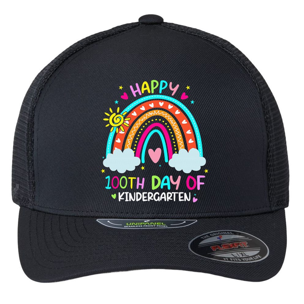 Cute 100th Day Of Kindergarten 100 Days Smarter Flexfit Unipanel Trucker Cap