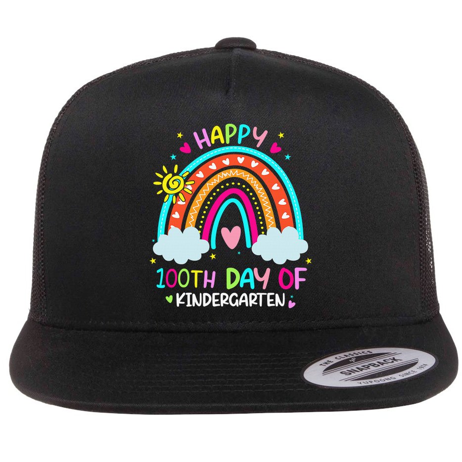 Cute 100th Day Of Kindergarten 100 Days Smarter Flat Bill Trucker Hat