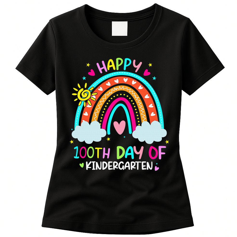 Cute 100th Day Of Kindergarten 100 Days Smarter Womens T-Shirt