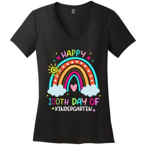 Cute 100th Day Of Kindergarten 100 Days Smarter Women's V-Neck T-Shirt