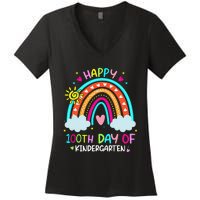 Cute 100th Day Of Kindergarten 100 Days Smarter Women's V-Neck T-Shirt