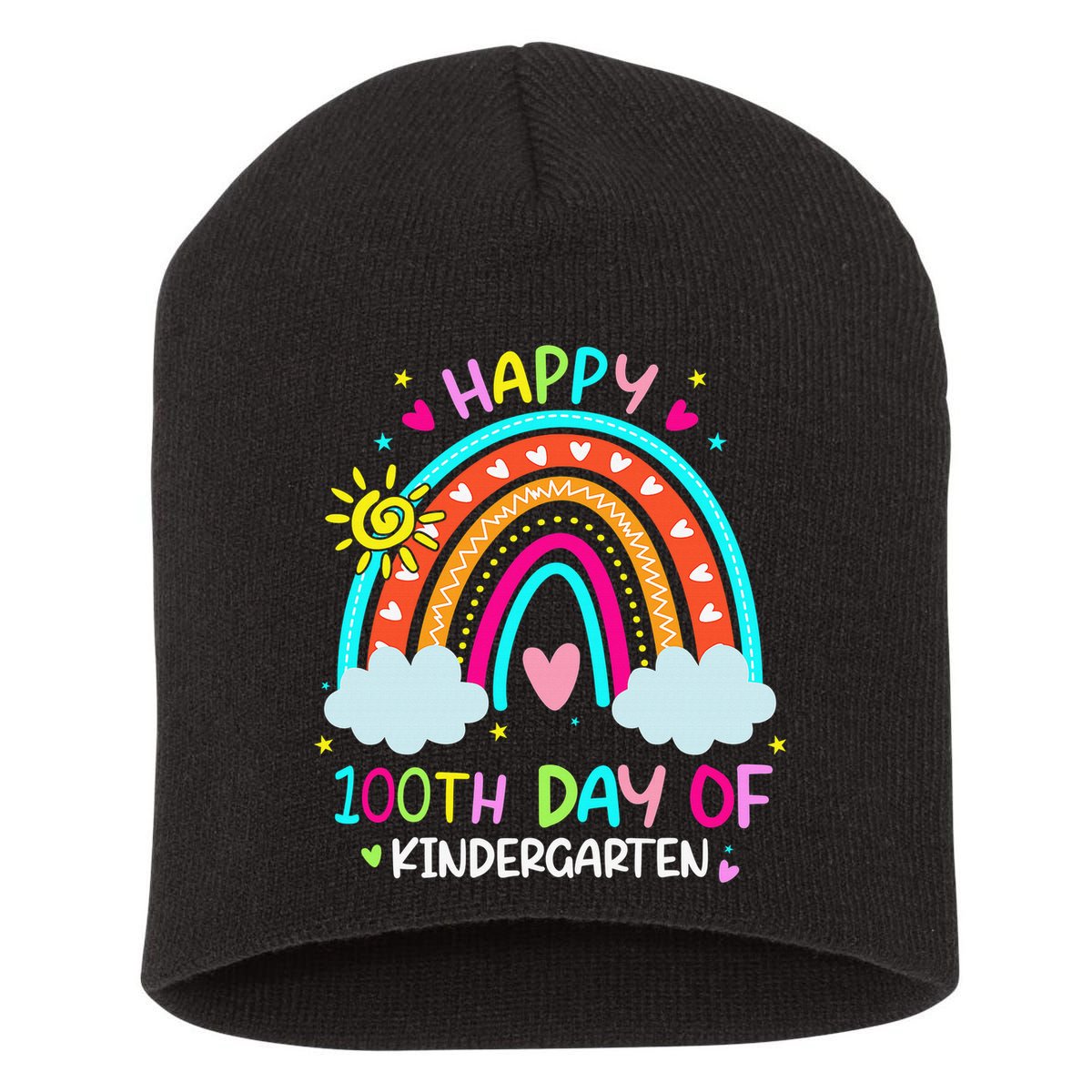 Cute 100th Day Of Kindergarten 100 Days Smarter Short Acrylic Beanie