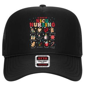 Cute 12 Days of Nicu Unit Nursing Funny Nicu Nurse Christmas  High Crown Mesh Back Trucker Hat