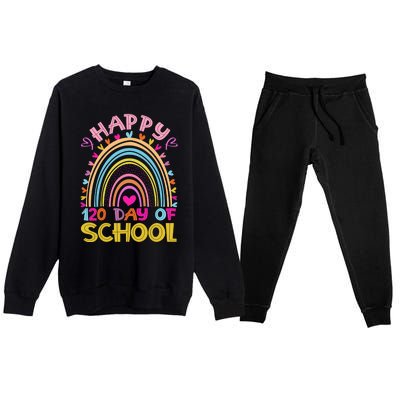 Cute 120th Day Of School Teacher Cool Gift 120 Days Smarter Rainbow Meaningful G Premium Crewneck Sweatsuit Set