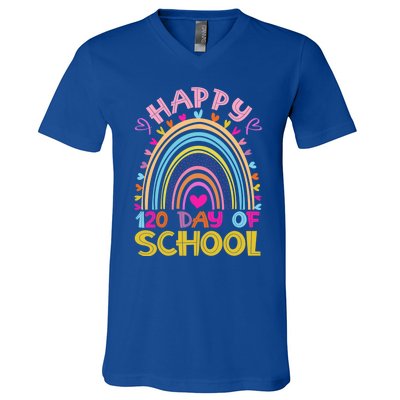 Cute 120th Day Of School Teacher Cool Gift 120 Days Smarter Rainbow Meaningful G V-Neck T-Shirt