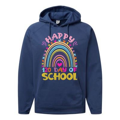 Cute 120th Day Of School Teacher Cool Gift 120 Days Smarter Rainbow Meaningful G Performance Fleece Hoodie