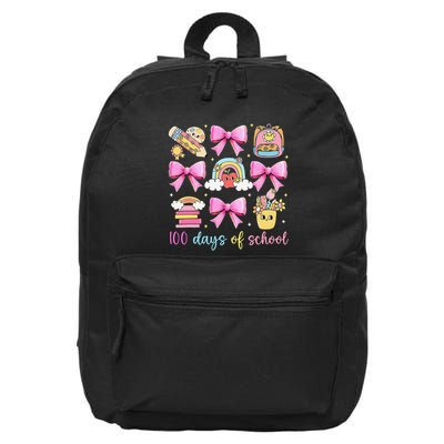 Coquette 100th Day Of School Pin.K Bow Pencils Girl Teacher 16 in Basic Backpack