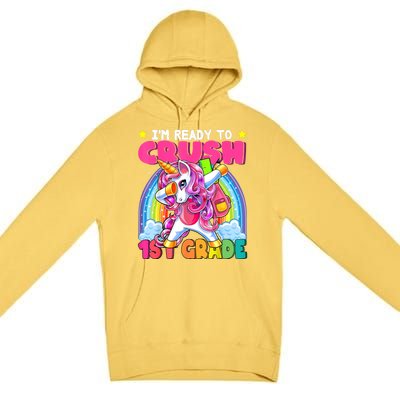 Crush 1st Grade Dabbing Unicorn Back To School Girl Gift Premium Pullover Hoodie