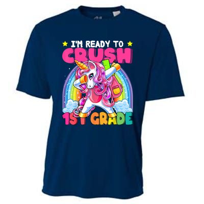 Crush 1st Grade Dabbing Unicorn Back To School Girl Gift Cooling Performance Crew T-Shirt