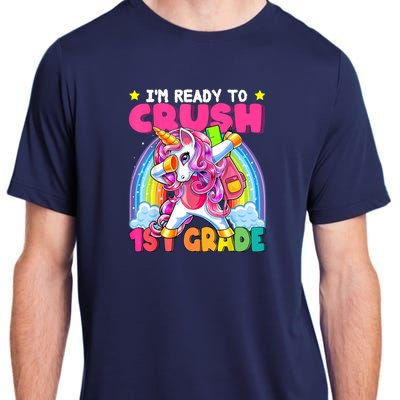 Crush 1st Grade Dabbing Unicorn Back To School Girl Gift Adult ChromaSoft Performance T-Shirt