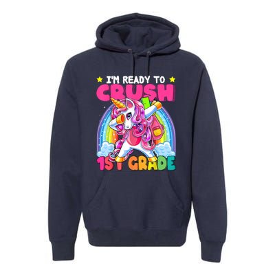 Crush 1st Grade Dabbing Unicorn Back To School Girl Gift Premium Hoodie