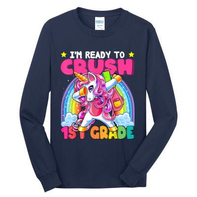 Crush 1st Grade Dabbing Unicorn Back To School Girl Gift Tall Long Sleeve T-Shirt