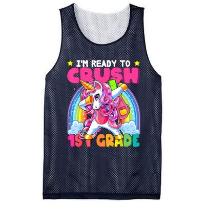 Crush 1st Grade Dabbing Unicorn Back To School Girl Gift Mesh Reversible Basketball Jersey Tank