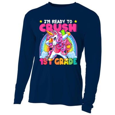 Crush 1st Grade Dabbing Unicorn Back To School Girl Gift Cooling Performance Long Sleeve Crew