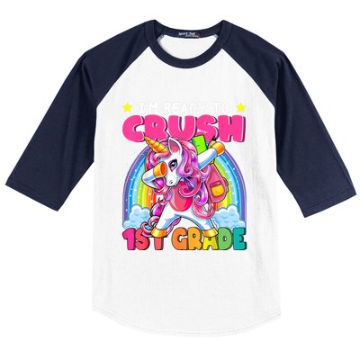 Crush 1st Grade Dabbing Unicorn Back To School Girl Gift Baseball Sleeve Shirt