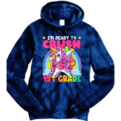 Crush 1st Grade Dabbing Unicorn Back To School Girl Gift Tie Dye Hoodie