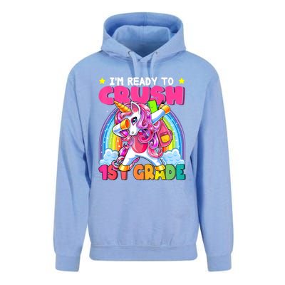 Crush 1st Grade Dabbing Unicorn Back To School Girl Gift Unisex Surf Hoodie