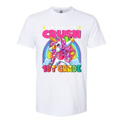 Crush 1st Grade Dabbing Unicorn Back To School Girl Gift Softstyle CVC T-Shirt