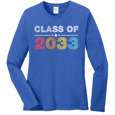 Cute 1st Grade Class Of 2033 Grow With Me School First Day Gift Ladies Long Sleeve Shirt