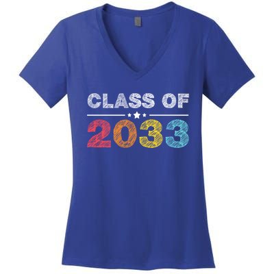 Cute 1st Grade Class Of 2033 Grow With Me School First Day Gift Women's V-Neck T-Shirt