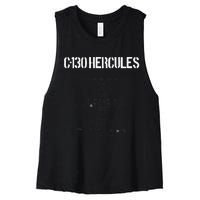 C 130 Hercules Gunship Military Airplane Schematic C130 Women's Racerback Cropped Tank