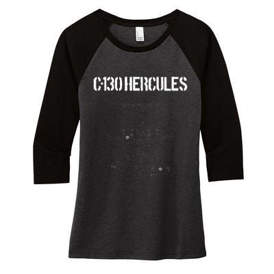 C 130 Hercules Gunship Military Airplane Schematic C130 Women's Tri-Blend 3/4-Sleeve Raglan Shirt