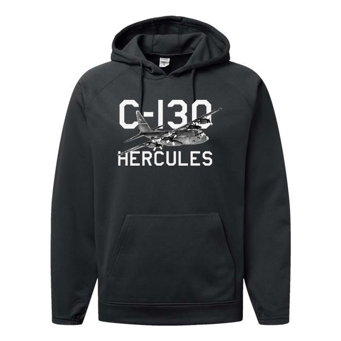 C 130 Hercules Military Airplane Performance Fleece Hoodie