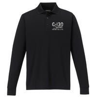 C 130 Hercules Military Airplane Performance Long Sleeve Polo