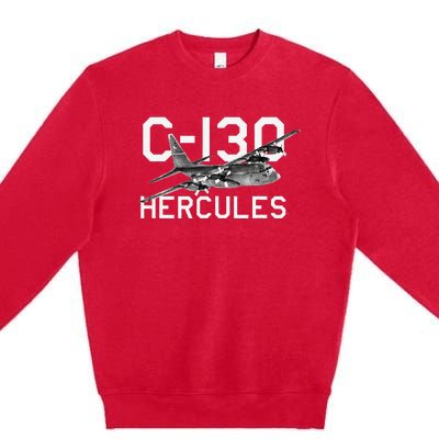 C 130 Hercules Military Airplane Premium Crewneck Sweatshirt