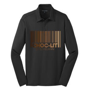 Chocgiftlit 100% Melanin Brown Skin Black History Juneteenth Gift Silk Touch Performance Long Sleeve Polo