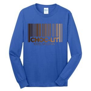 Chocgiftlit 100% Melanin Brown Skin Black History Juneteenth Gift Tall Long Sleeve T-Shirt