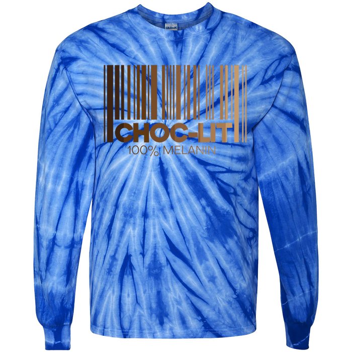 Chocgiftlit 100% Melanin Brown Skin Black History Juneteenth Gift Tie-Dye Long Sleeve Shirt