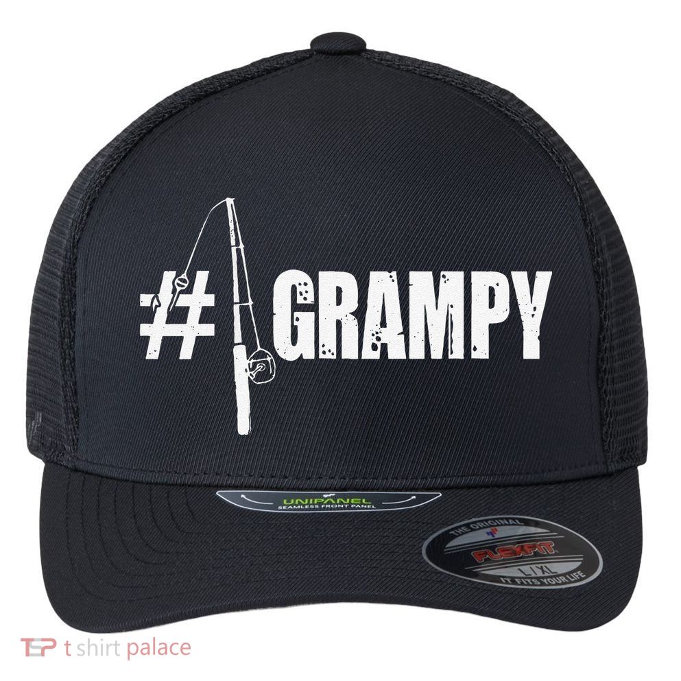 Cute 1 No.1 Grampy Fishing Gift For Dad Or Grandpa Flexfit Unipanel Trucker Cap