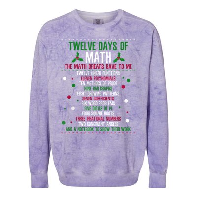 Christmas 12days Of Math Colorblast Crewneck Sweatshirt