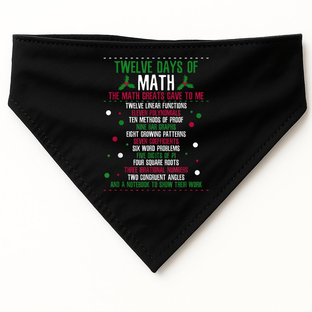Christmas 12days Of Math USA-Made Doggie Bandana