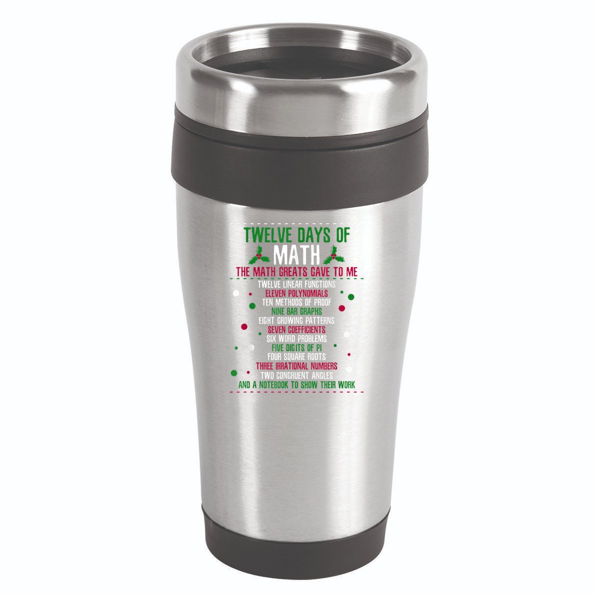 Christmas 12days Of Math 16oz Travel Tumbler